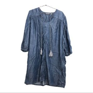New York & Company blue denim dress w/ tassels